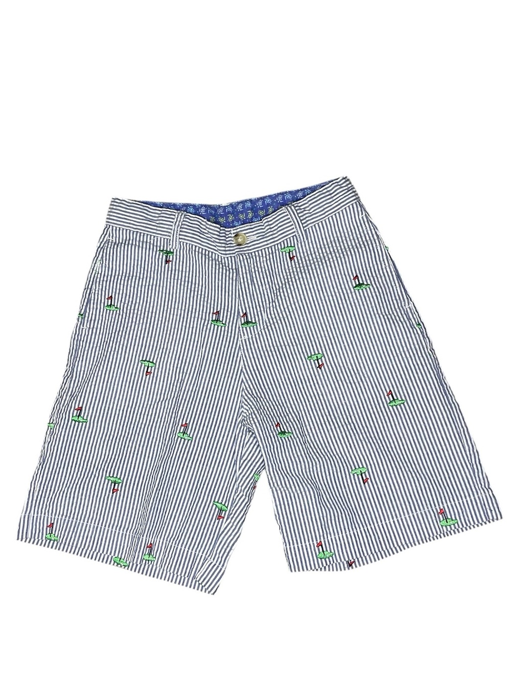 J Bailey Kids Seersucker Embroidered Golf Print Adjustable Waist Shorts-Boys 7